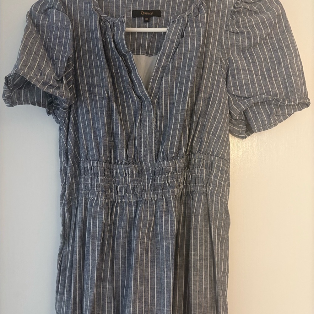 Quince Elegant Blue Striped Maxi Dress - Picture 4 of 5